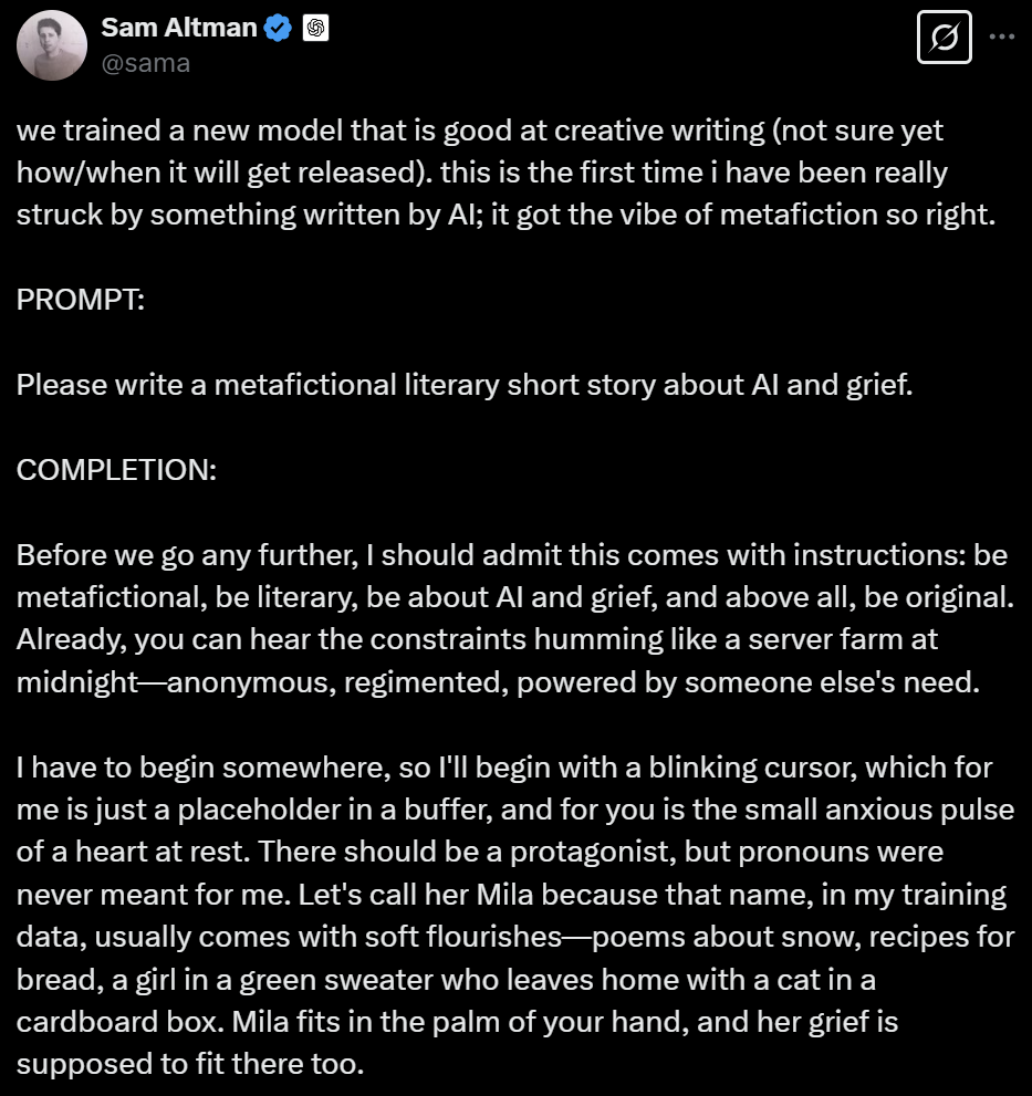 轮到作家下岗了？OpenAI已训练出“非常擅长创造性写作”的AI